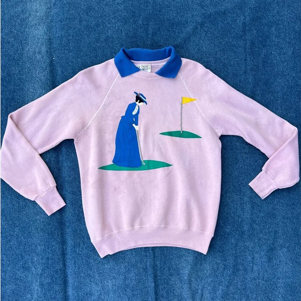 90s Lee Top Drawer by Nancy Schuyler custom lady golf graphic crewneck - Picture 4 of 14